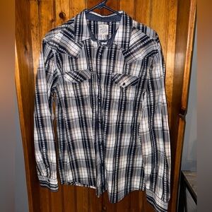 MOONSHINE‎ SPIRIT MEN'S PLAID PRINT LONG SLEEVE SNAP WESTERN SHIRT